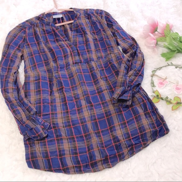 Motherhood Maternity Tops - Motherhood maternity plaid blue tunic top small